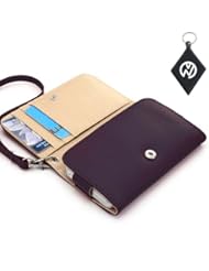 Sports: Motorola DROID RAZR M Wallet - Purple Clutch Carrying Cover Case with Built-In Credit Card Slots and Detachable Handstrap + NuVur ? Keychain (ESAMWLU1) - Kroo