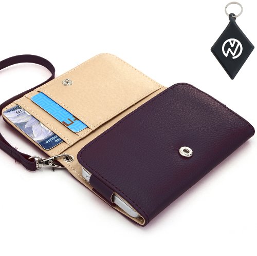 Samsung Galaxy Stratosphere II 4G Wallet - Purple Clutch Carrying Cover Case with Built-In Credit Card Slots and Detachable Handstrap + NuVur & 153; Keychain (ESAMWLU1)