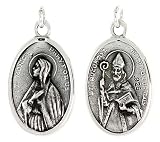 Sterling Silver St. Monica and St. Augustine Medal 15/16 X 5/8 (24 mm X 16 mm).