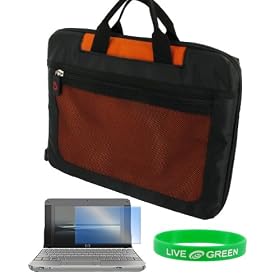 Acer Aspire One AOA150-1049 8.9-Inch Lightweight Checkpoint Friendly Netbook Bag + Screen Protector - Orange Black