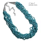 10 Strand Turquoise and Sterling Silver Torsade Necklace