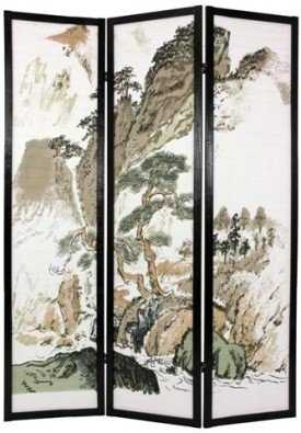 Oriental Furniture Asian Wall Art and Home Decor 6-Feet Japanese Landscape Design Matchstick Shoji Screen, 3 Panel