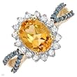 FPJ Majestic Ring With 2.10ctw Genuine Diamonds and Citrine Made of Yellow Gold - Certificate Available.