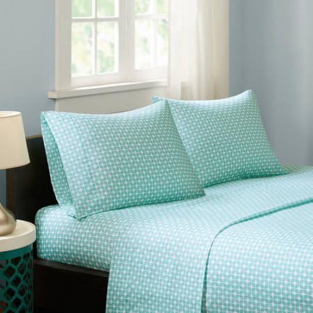 Home Essence Apartment Print Microfiber Sheet Set, King, Aqua
