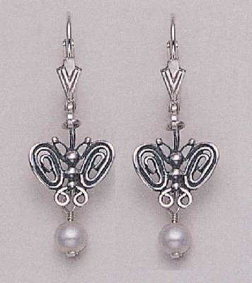 Click here to buy Wire Butterfly Earrings with Pearl Drop.