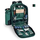 Capri Black With Irish Plaid Napkins Insulate Picnic Backpack With Wine Duffel & Deluxe Service