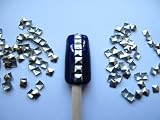 Nail Art 300 Pieces Gold & Silver 3mm Square Metal Studs for Nails, Cellphones