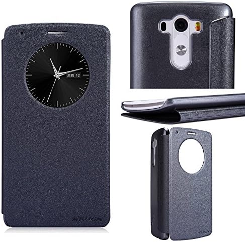 Wason@ Sparkle LG G3 Smart Wake Up / Sleep View Window Side Flip Pu Leather Cover Pc Hard Case Shell Compatible with Wason® Tag for LG G3 D830 D851 VS985 D850 LG G3 (Black)