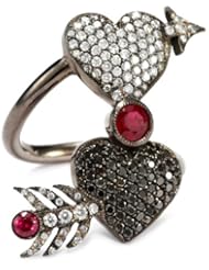 Colette Steckel "Azucar" 18k Black Gold Cupid Hearts with Arrow Ring, Size 7