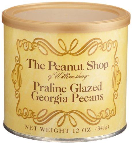 The Peanut Shop of Williamsburg Praline Glazed Georgia Pecans, 12-Ounce Tin