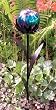Large Petunia Bud Wrought Iron Gazing Globe Stand with Silver Stainless Steel Gazing