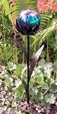 Large Petunia Bud Wrought Iron Gazing Globe Stand with Mystic Stainless Steel Gazing Globe