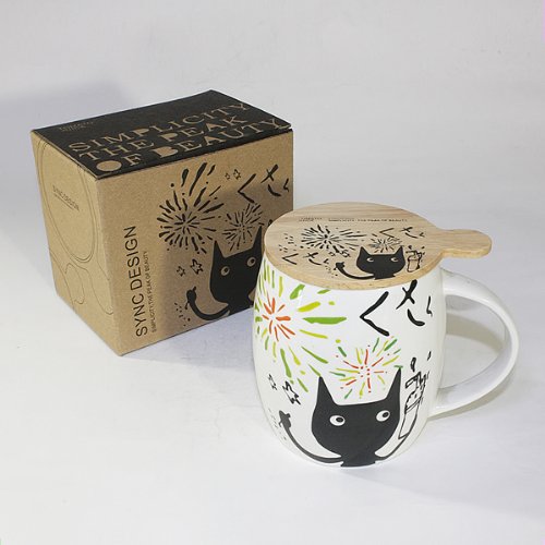 SYNC - [Kitty Carnival] Coffee Mug / Wood Lid (4.2 inch height)