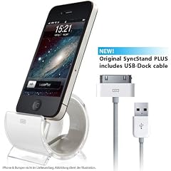 Syncstand Plus - wei� - St�nder, Dock f�r Apple iPhone 4S / 4, 3GS, 3G, sowie alle iPod Modelle (inkl. Dock-Kabel)