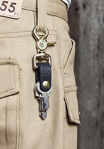 THRUX LAWRENCE - Horween Leather Keypost - Hand Crafted Claw Keychain - Black with Brass