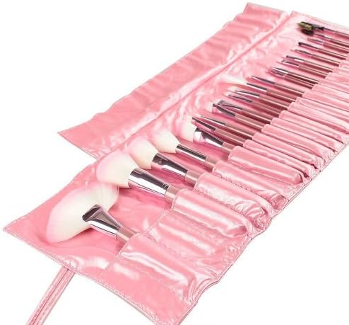 Seventhinking Professional 22 PCS Make up Cosmetic Brushes Set Kit Eyeshadow Eyebrow Eyelash Eyeliner Lip Powder Blush Face Brush with Pink Bag Case Pouch,hot Pink