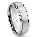 Cobalt XF Chrome 8MM Italian Di Seta Finish Newport Ribbed Edges Wedding Band Ring