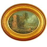 Miniature Oval Oil Painting, Hand-aged Antique Reproduction Artwork