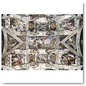 Michelangelo Buonarroti (Ceiling fresco of Creation in the Sistine Chapel, detail of the overall view of the main scenes: Thanks to the vict - 11x17
