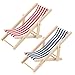 1/12 Dollhouse Miniature Foldable Beach Deck Chair Chaise Longue Furniture Blue White Stripe