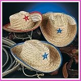 Childs Straw Cowboy Hats With Plastic Star (1 dz)