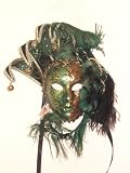 Green Jolly Piuma Venetian Mask