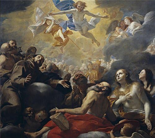 Oil Painting 'Preti Mattia Cristo En Gloria Con Santos 1661 62', 24 x 27 inch / 61 x 68 cm , on High Definition HD canvas prints is for Gifts And Bath Room, Garage And Gym Decoration
