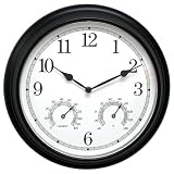 Chaney Instruments Acu-Rite 01028 13-1/2-Inch Combo Analog Wall Clock, Thermometer, Hygrometer, Black