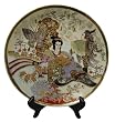 Decorative Chinese hand painted porcelain plate with gold filigree - Asian fairies