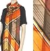 FUSquares530AS Lightweight Satin and Sheer Stripe Geometric Squares Fashion Scarf / Sash / Wrap / Belt - Brown / Orange / Gold FUSquares530AS Lightweight Satin and Sheer Stripe Geometric Squares Fashion Scarf / Sash / Wrap / Belt - Brown / Orange / Gold