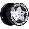 7/16" Black Clear Titanium Star CZ Screw Fit Tunnel