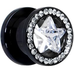 7/16" Black Clear Titanium Star CZ Screw Fit Tunnel