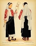 1937 Costume Romanian Peasant Women Dresses Spool Lelese-Hunedoara Translyvania - Original Color Print