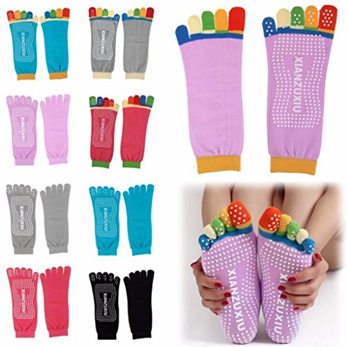 SDBING 4 Pair Yoga Socks Five Toes Cotton Socks Exercise Sports Pilates Massage Sock