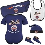 - 	 Majestic New York Mets Newborn Navy Blue Rookie Of The Year 5-Piece Creeper Set (6-9 Months)