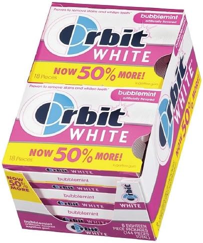 Orbit White Sugar Free Gum, Bubblemint 18 each (PACK OF 48)