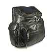 Genuine Lambskin Leather Backpack Sling Handbag Purse w/ Cell Phone Holder BLACK
