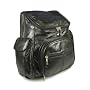 Genuine Lambskin Leather Backpack Sling Handbag Purse w/ Cell Phone Holder BLACK