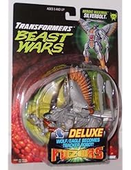 Toy: Kenner Year 1997 Transformers Beast Wars Fuzors Series Deluxe Class 7 Inch Tall Robot Action Figure - Heroic Maximal Tracker Robot SILVERBOLT with 2 Missiles/Clubs (Beast Mode: Wolf/Eagle) - Kenner