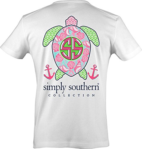 Simply Southern Tees Short Sleeve Preppy Turtle Shells White