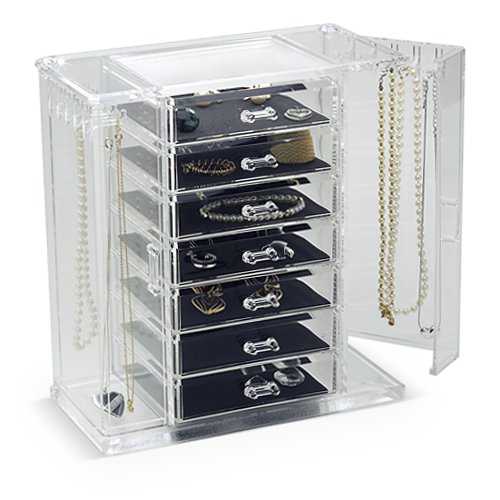 Acrylic Jewelry Chest - Deluxe Acrylic Jewelry Box (Clear) (11 7/8