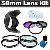 58mm Lens Kit Includes 3pc High Res. Multi Coated Filter Kit + Lens Hood +  ....