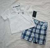 Izod Baby/Infant Boy's 2 Piece Short Set Size: 6-9 Months - White/Blue/Plaid