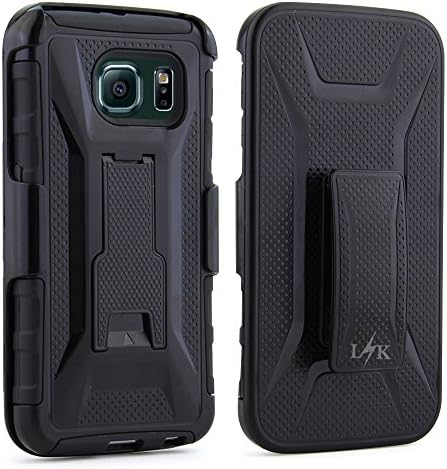 S6 Edge Case, LK Transformer Holster Dual Layer Armor Defender Full Body Protective Case Cover with Belt Clip & Kickstand for Samsung Galaxy S6 Edge