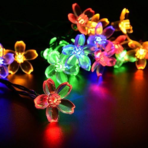 Okcolorfal Fairy String Lights 50 Colorful Flower Lights Solar Powered Decor LED for Home Patio Garden Lawn Porch Tree(23ft Long)