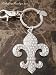 Beautiful Jeweled Keychain with Clip- Fluer de Lis