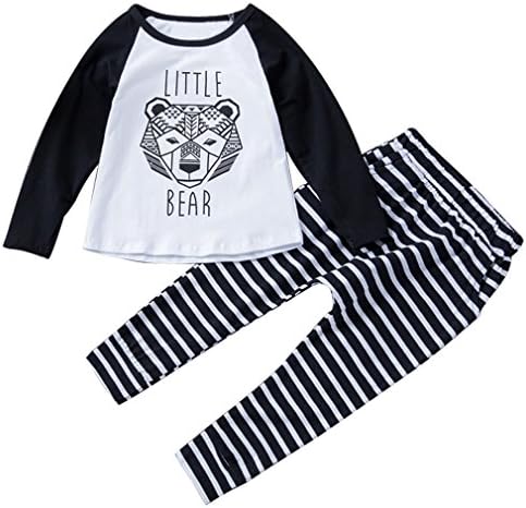 UBWH Baby Boys Long Sleeved Tiger Printed T Shirt + Stripe Pants Set 12-24M