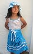 Handmade Summer Dress in Turquoise and White Cotton Yarn - Vintage Inspired! For Girls Ages 3 and 4 Approx (One-of-a-kind)