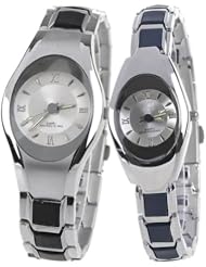Orient Idea Ori-0329E Pair of Stainless Steel His & Her Quartz Wrist Watches with Chain Band & Luminous Hands for Couple Lovers