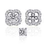 14K White Gold 1/2 ct. Diamond Floral Earring Jackets